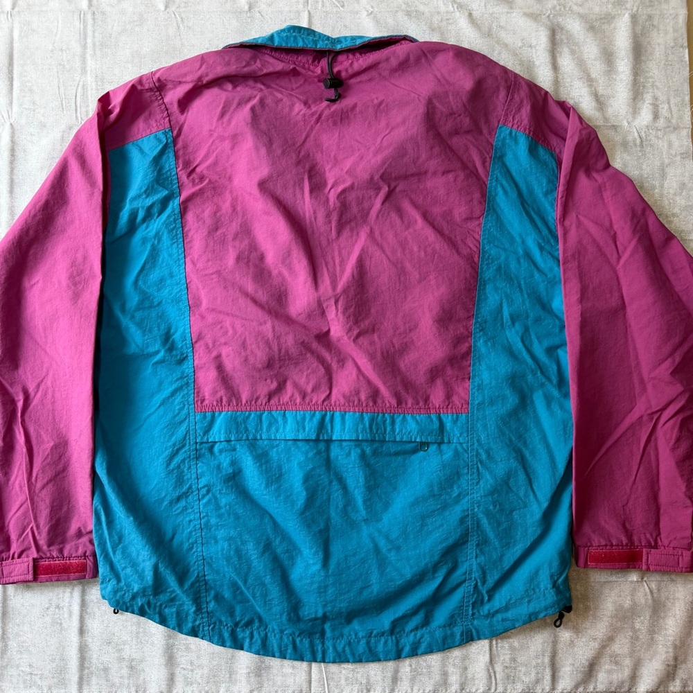 90s Vintage North Face Men's Medium Color Block Windbreaker Jacket Teal Magenta - Picture 8 of 11